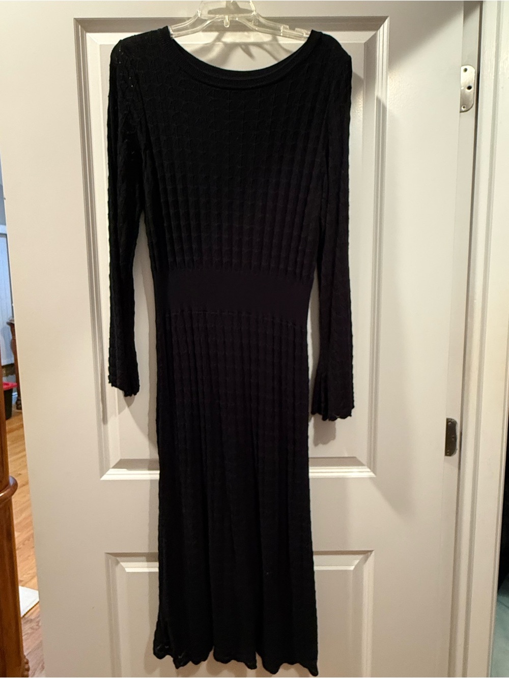 Black Long Sleeve Knit Maxi Dress - Classic Women's Dress